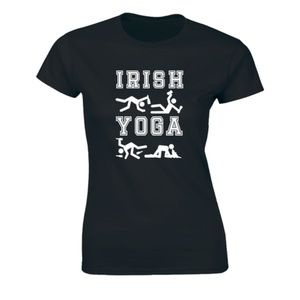 Irish Yoga Stickmen Funny Fitness Drinking T-shirt